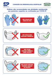 Material educativo | Práticas não recomendadas nas atividades assistenciais aos pacientes suspeitos ou confirmados por Covid-19